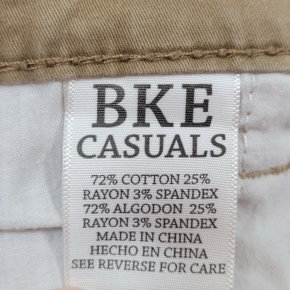 BKE Tyler Straight Pants Mens 34L Khaki Excellent‎ Casual Cotton Blend Stretch